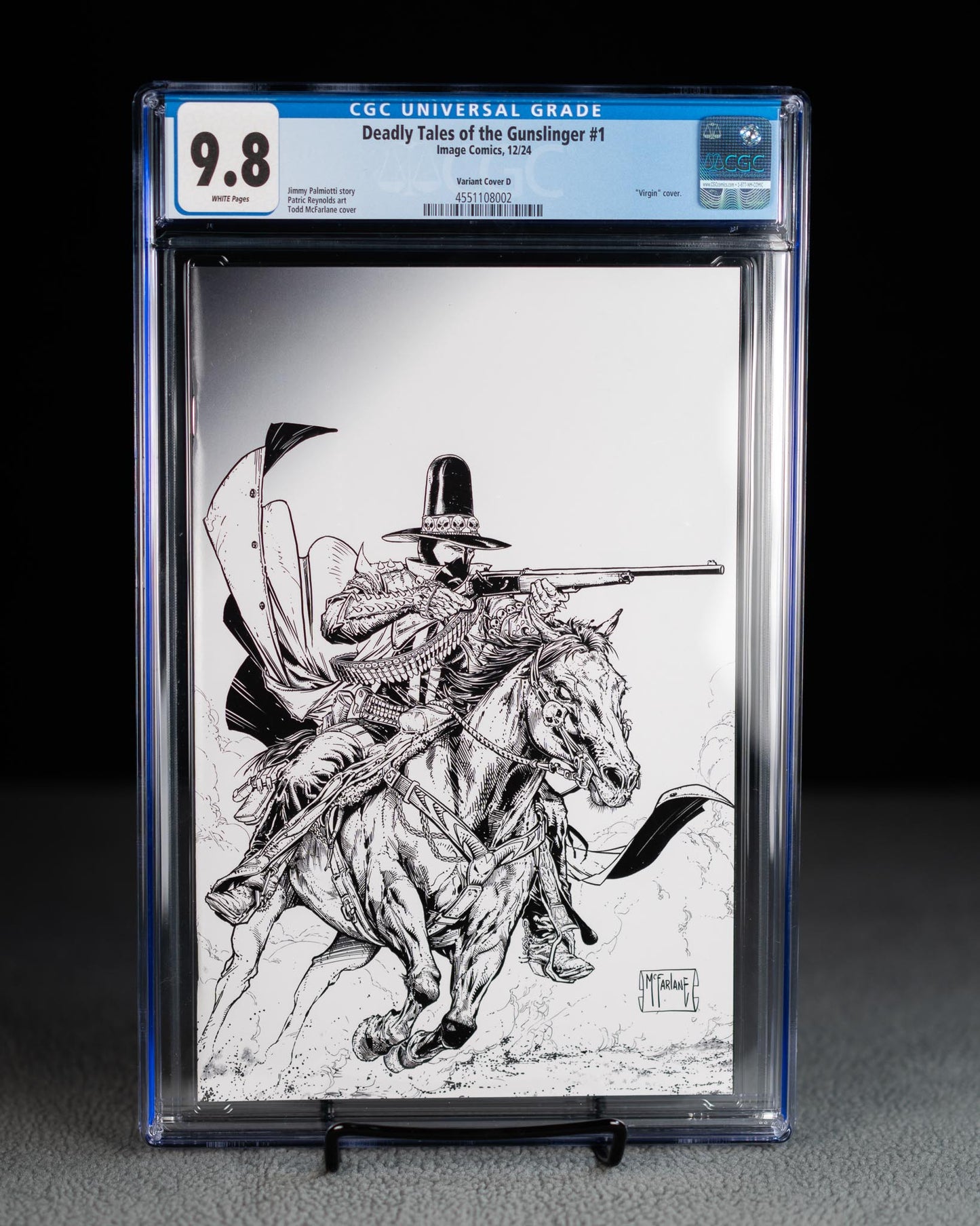 Deadly Tales of the Gunslinger Spawn #1 – Todd McFarlane – B&W Virgin 1:50 Incentive – Cover D – CGC 9.8