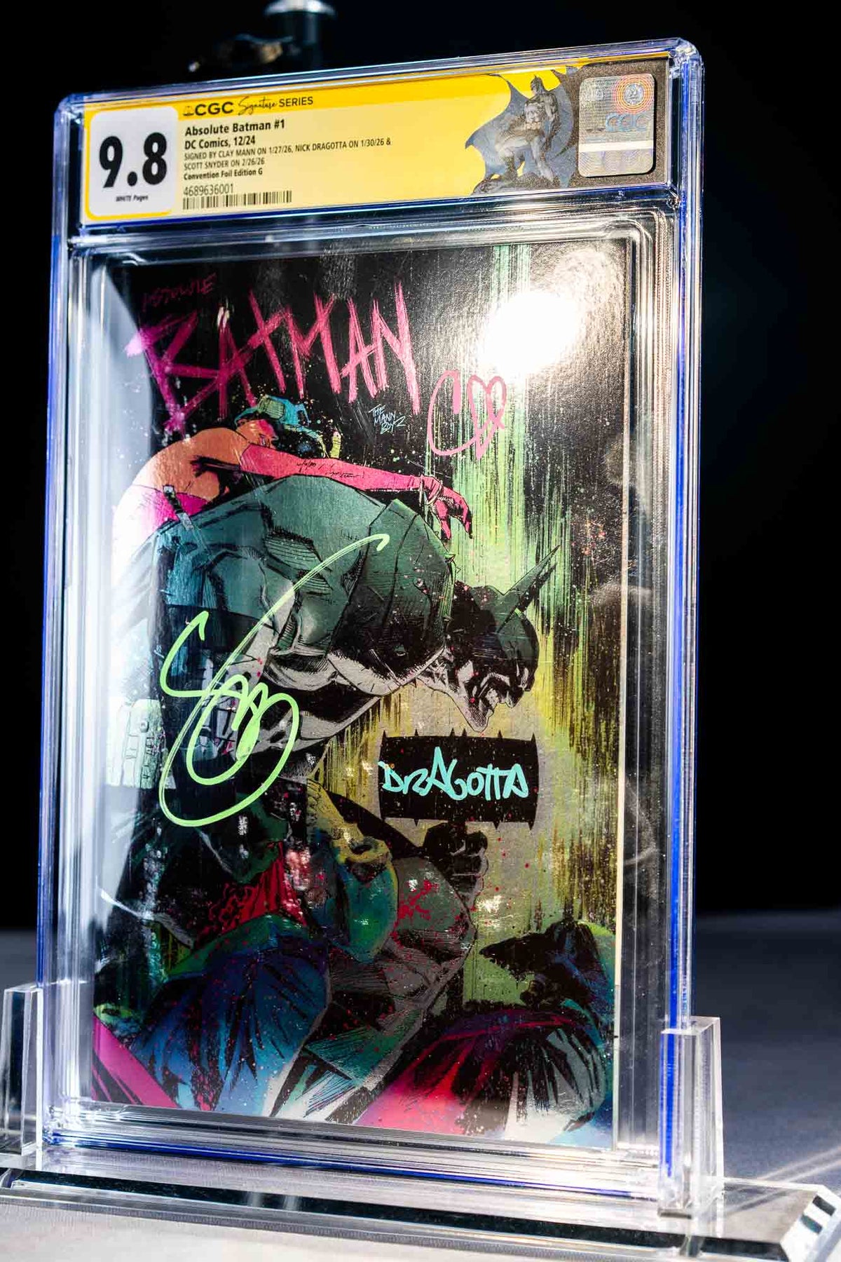 Absolute Batman #1 — NYC Comic Con 2024 — Foil — Triple Signed by Synder, Dragotta, Mann — CGC 9.8 SS